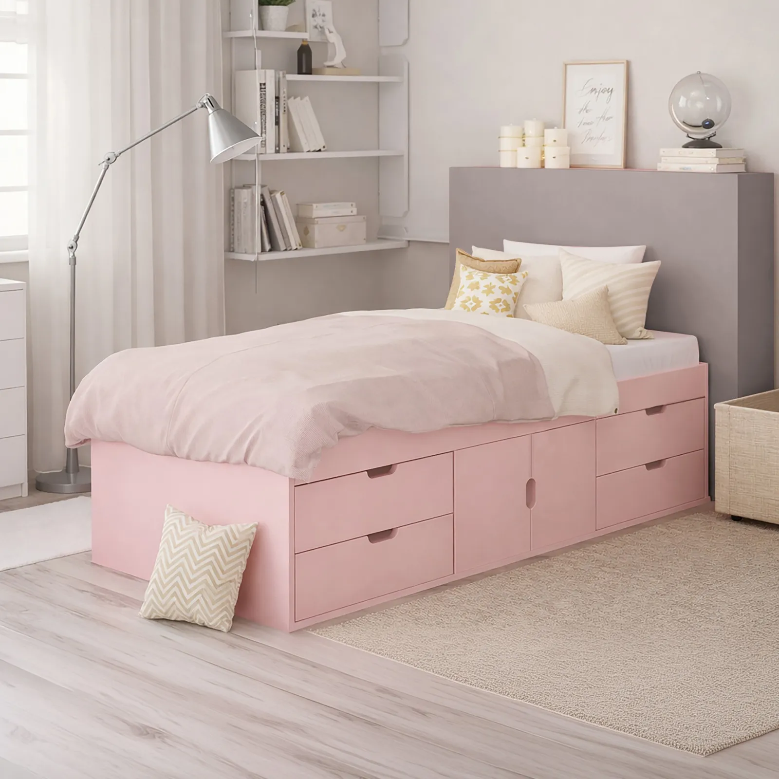 Arctic - Single - Kids Cabin 4 Drawer Storage Bed - Pink - Wood - 3ft - Happy Beds 1
