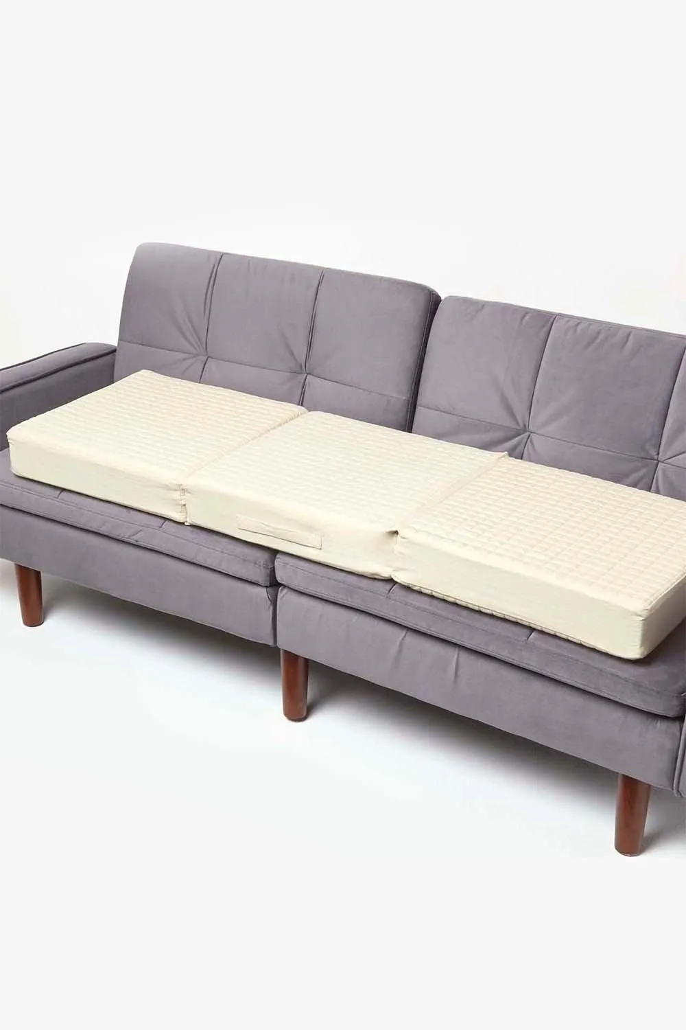 Homescapes Cotton Orthopaedic Foam 3 Seater Booster Cushion in Cream 1