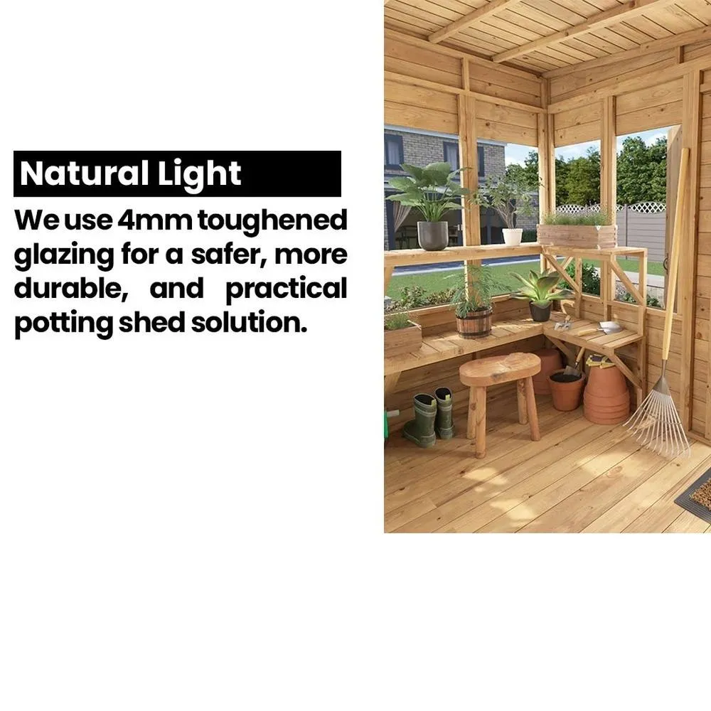 Dunster House Wooden Potting Shed Pent Roof W4' x D6' (W1.2 x D1.8m) Overlord Modular in Brown 5