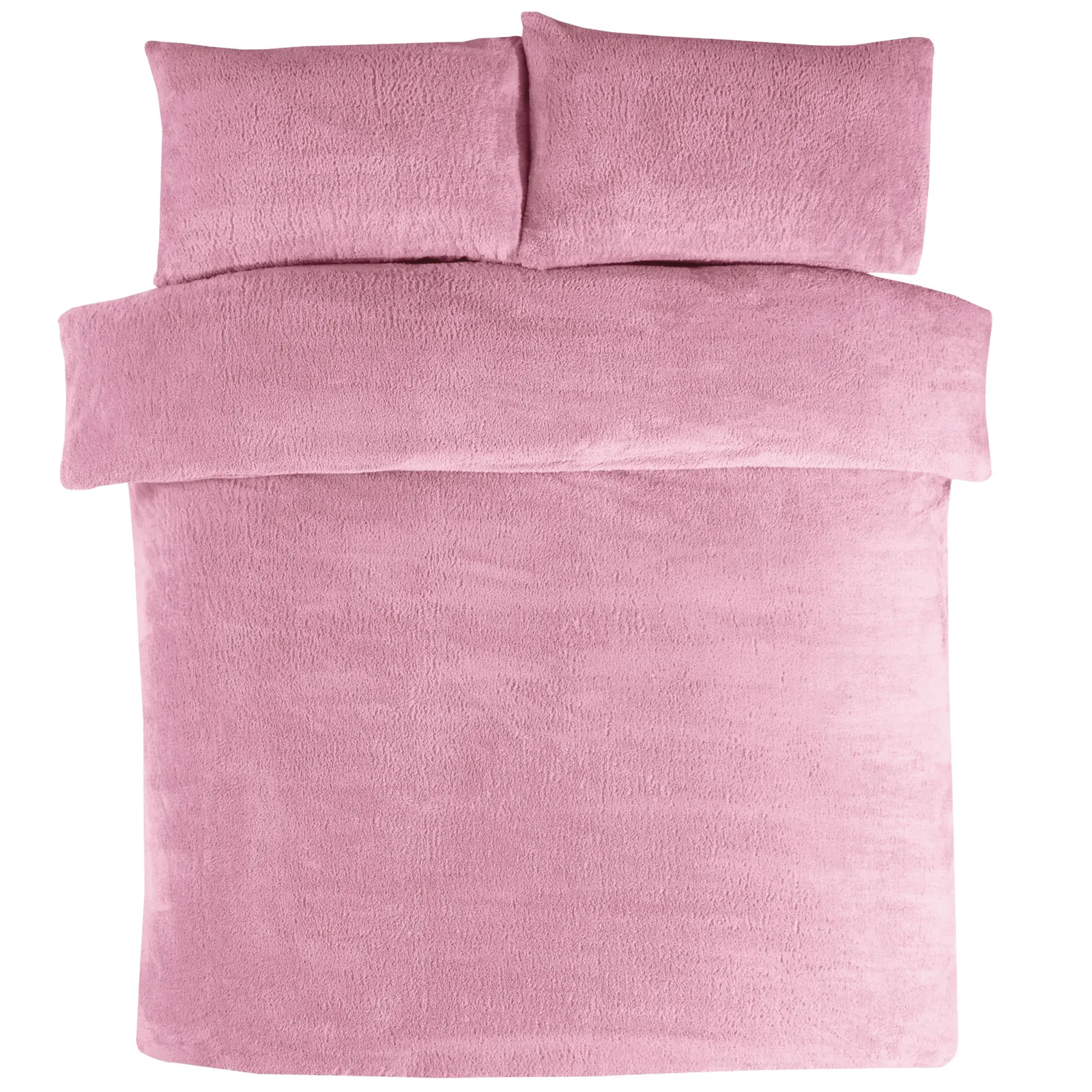 Smart Living Luxury Teddy Plain Duvet Cover & Pillowcase Set in Mauve 4
