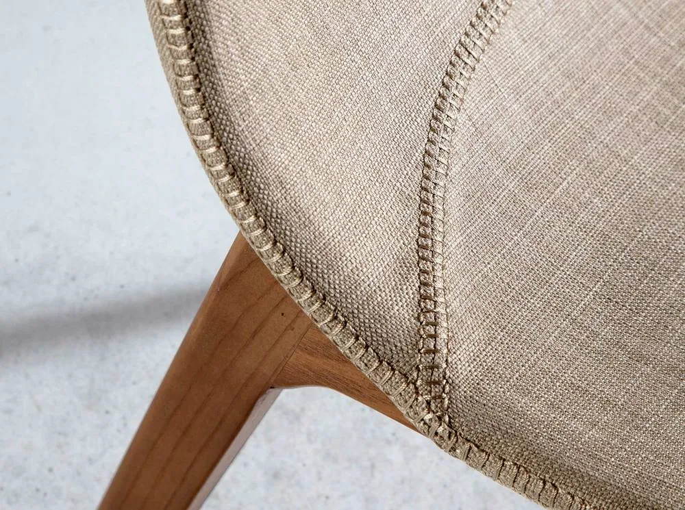 Angel Cerda Beige Upholstered Dining Chair with Walnut-Coloured 5