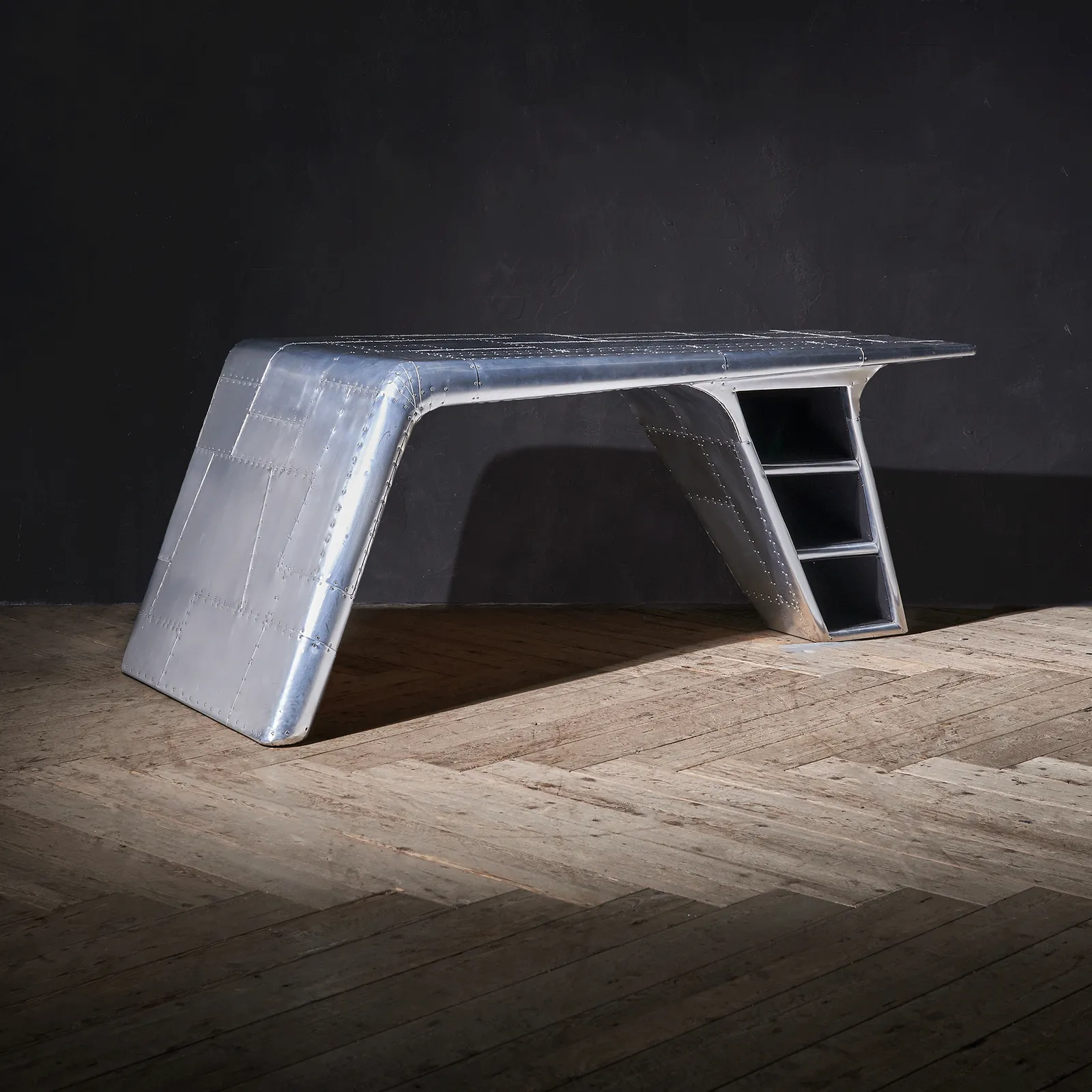 Timothy Oulton Aviator Blackhawk Valkyrie Desk, Silver Metal | Barker & Stonehouse 2
