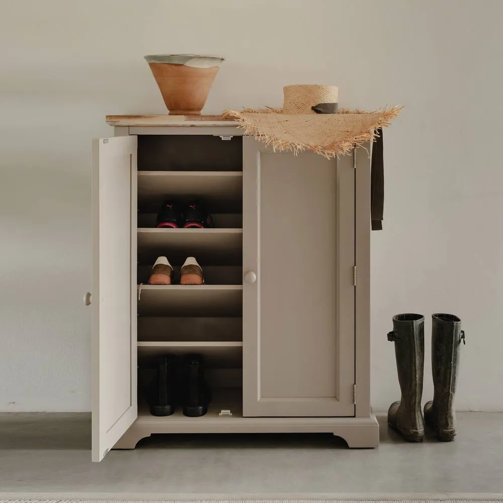 Statement Furniture Florence Shoe Storage Cabinet Wooden Shoe Rack in Taupe 1