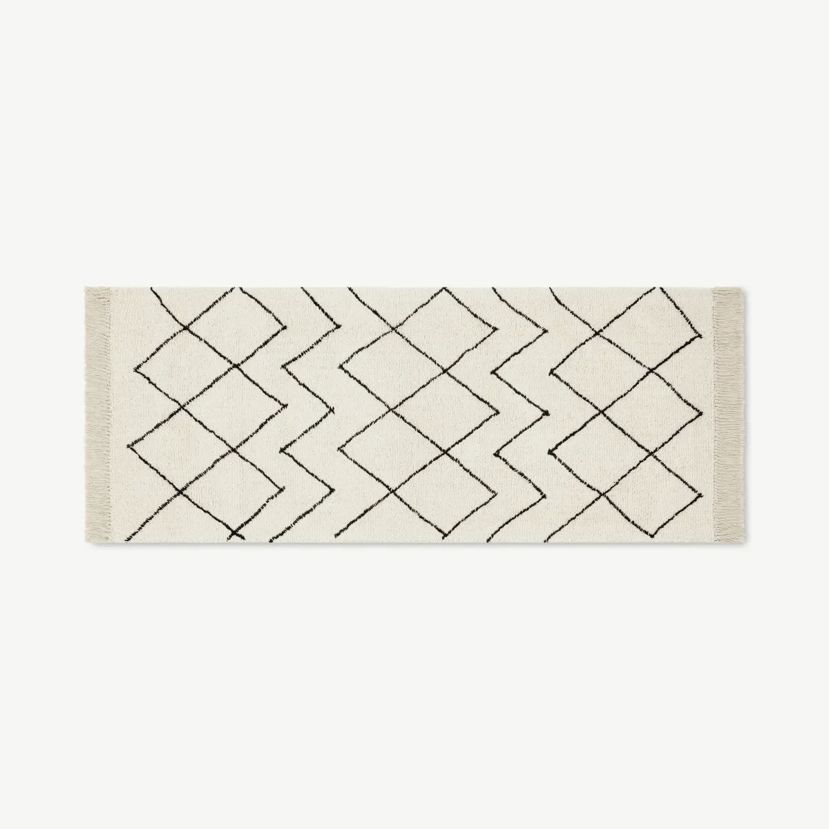 Masali Berber-Style Wool Runner, 80 x 200cm, Off-White