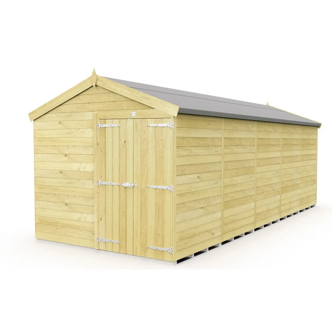 Buttercup Farm 8 x 20 Feet Apex Shed - Double Door W/O Window - L592 x W231 x H217 cm in Brown