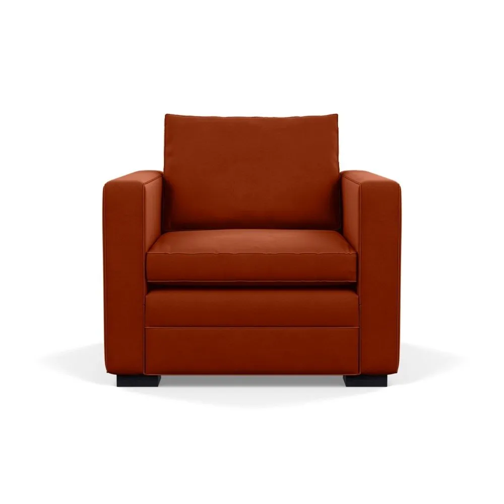 Heal's Palermo Armchair Nobilis Velvet Rust Black Feet