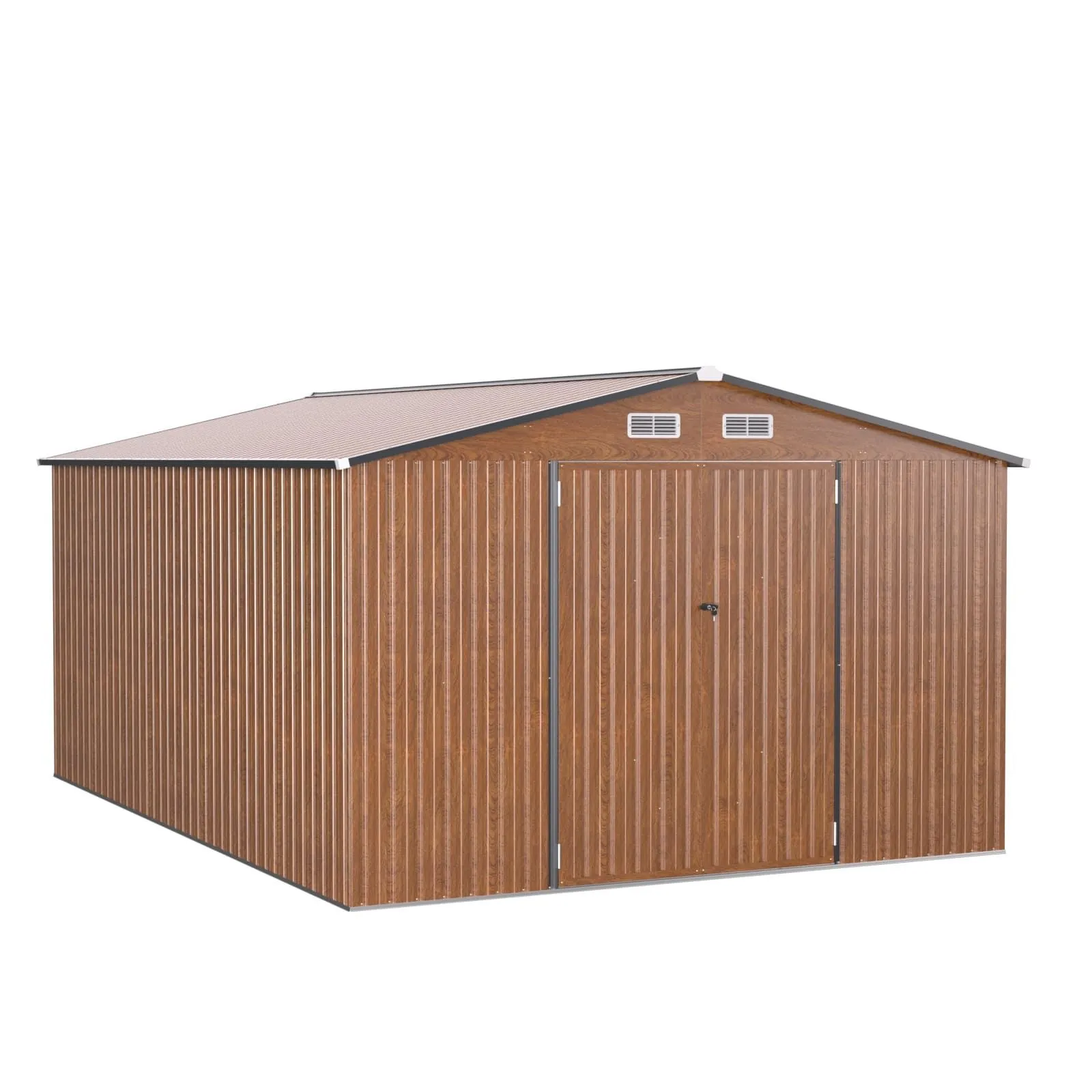 Costway 426 cm x 300 cm Outdoor Storage Shed Large Garden Tool House in Beige