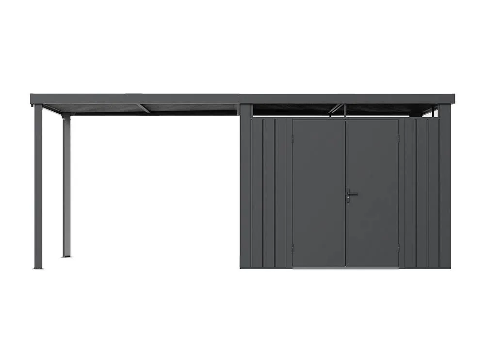 Vente-unique Galvanised Steel Metal Garden Shed 6.25 M² With Lean-To - Anthracite in Dark Grey 3