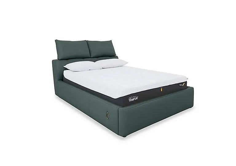 Tyrell Leather Electric Ottoman Bed Frame - King Size - BV Lake Green