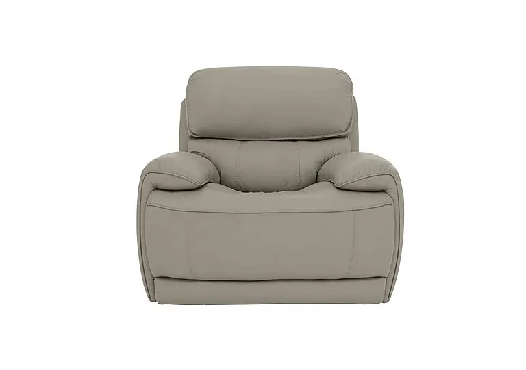 Rocco Leather Power Rocker Manual Recliner Armchair with Headrests - Silver Grey