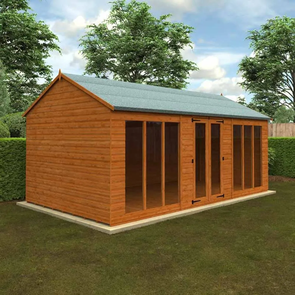 Buttercup Farm 18x10 Feet Full Pane Workman Apex 12mm Shed - Solid Wood/Softwood/Pine in Burnt Orange 2