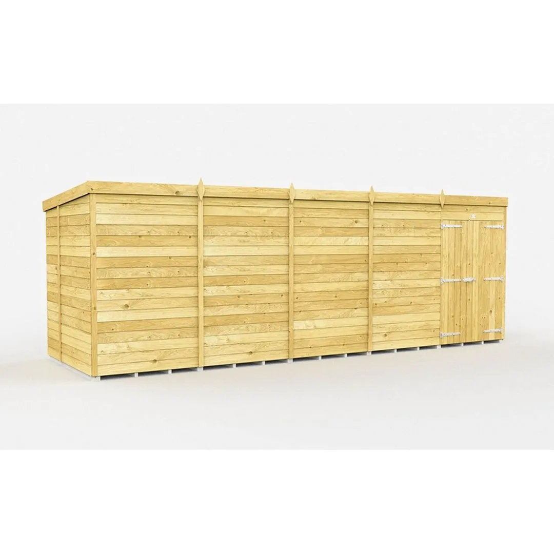 Buttercup Farm 20 x 6 Feet Pent Shed - Double Door W/O Window - L178 x W589 x H201 cm in Brown