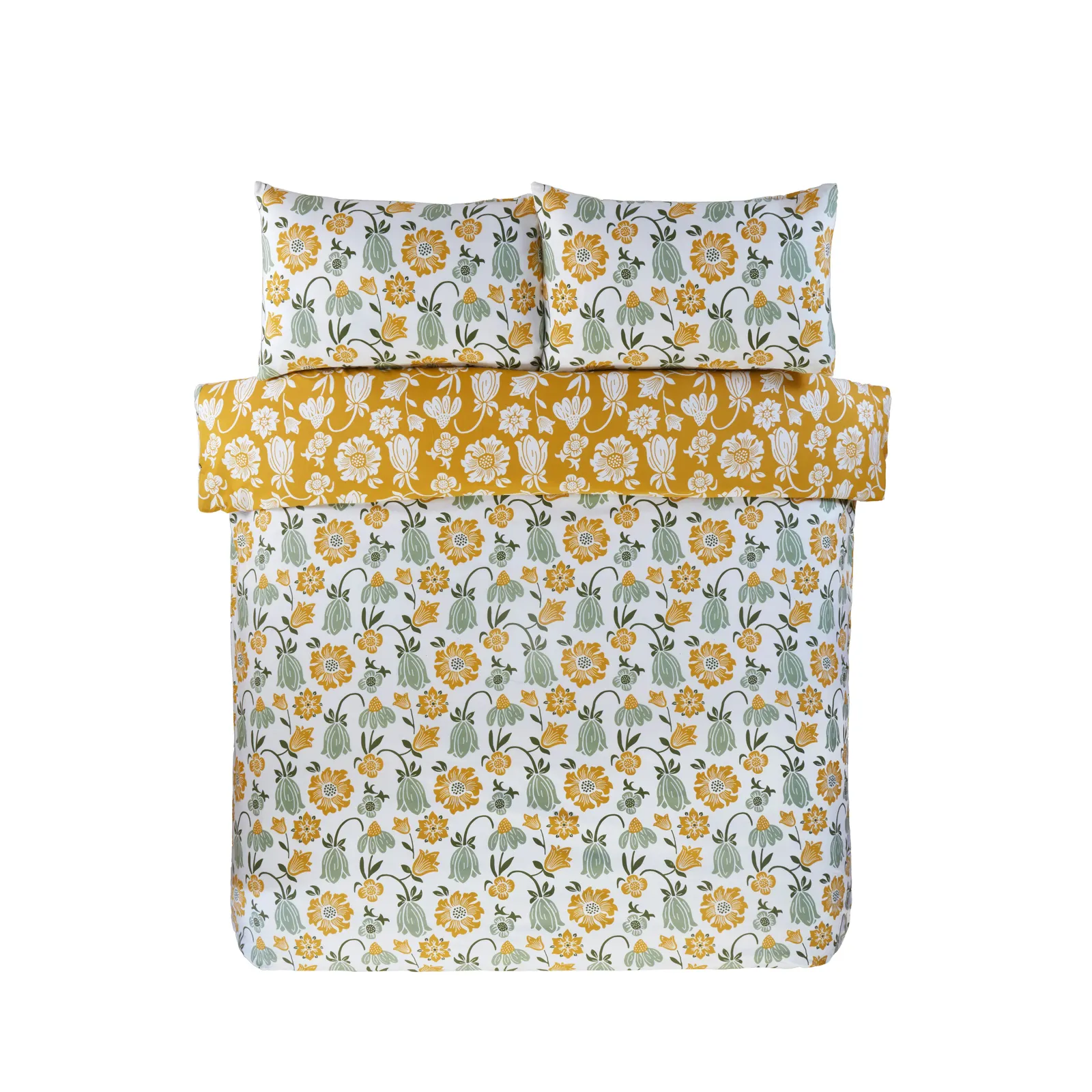 Rapport Home Victorian Bloom Microfibre Reversible Duvet Cover Set with Pillowcase in Yellow 3
