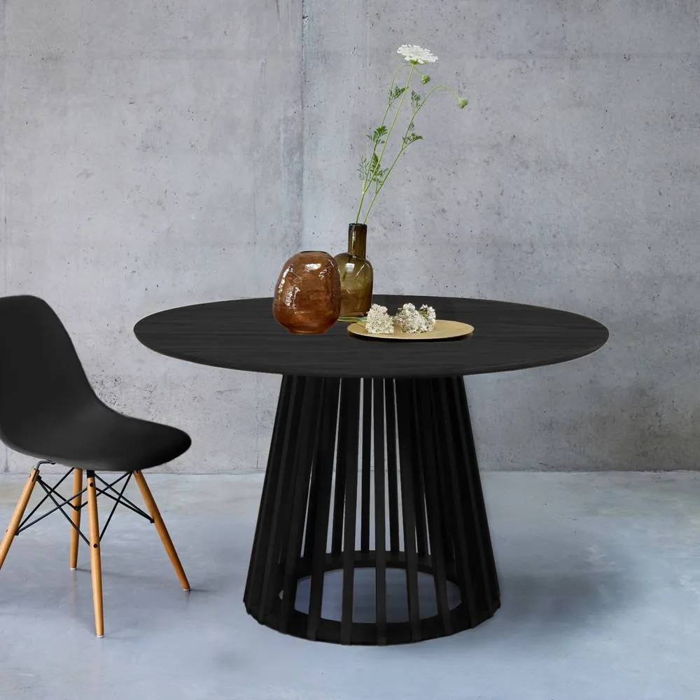 sweeek 4-seater wooden-effect dining table with spruce legs in Black