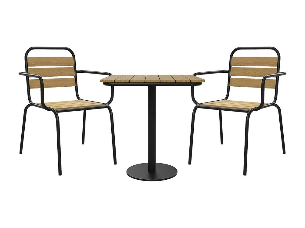 Vente-unique Garden Dining Set In Polywood & Metal: A Table W.70 Cm & 2 in Black 5