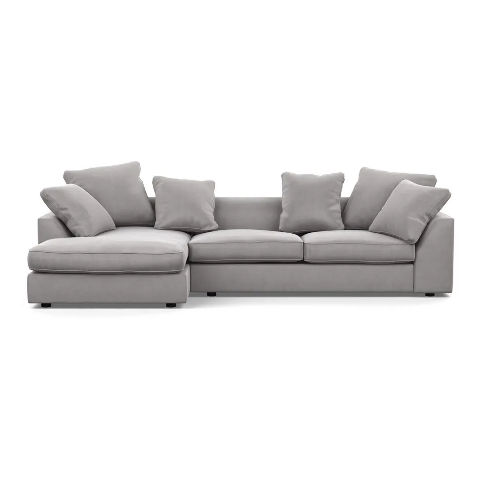 Heal's Cumulus Left Hand Facing Corner Sofa Velvet Platinum Black Feet