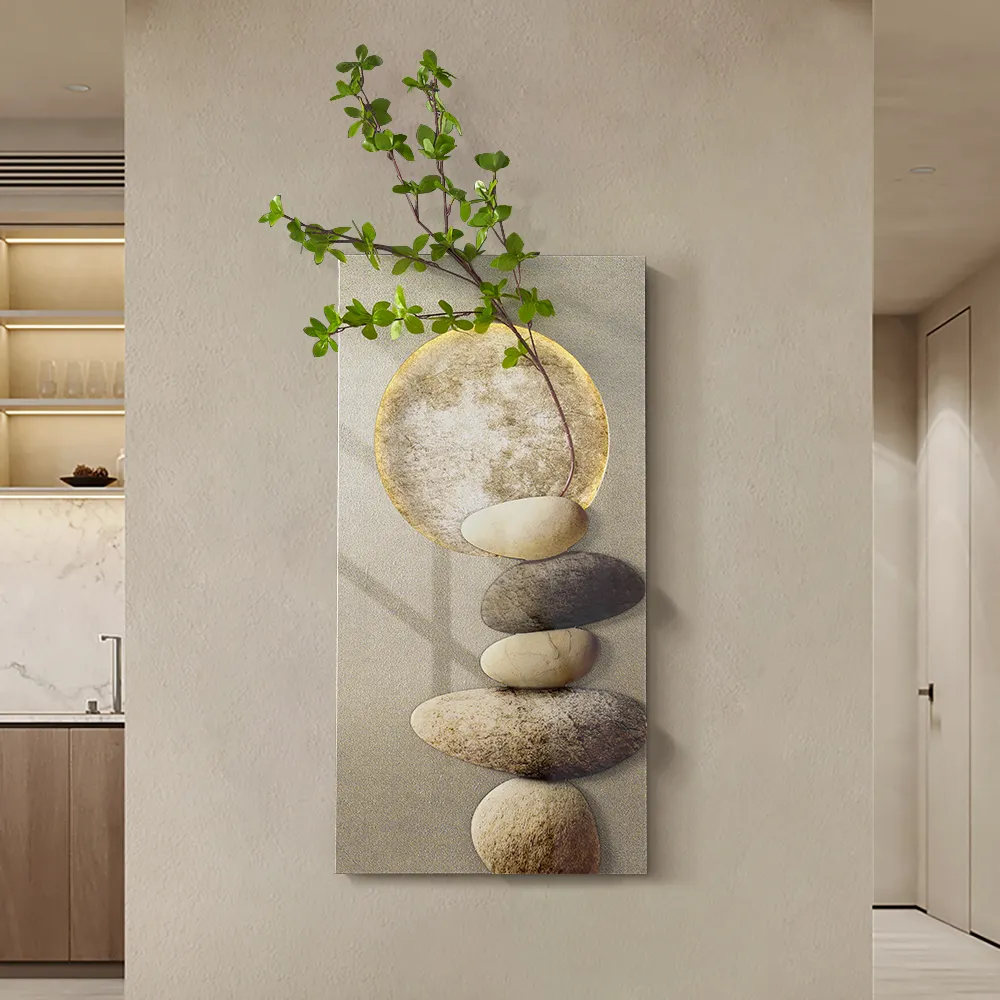 800mm LED Wall Art Japandi Abstract Geometric Acrylic Stone Shape Decor USB Lighting