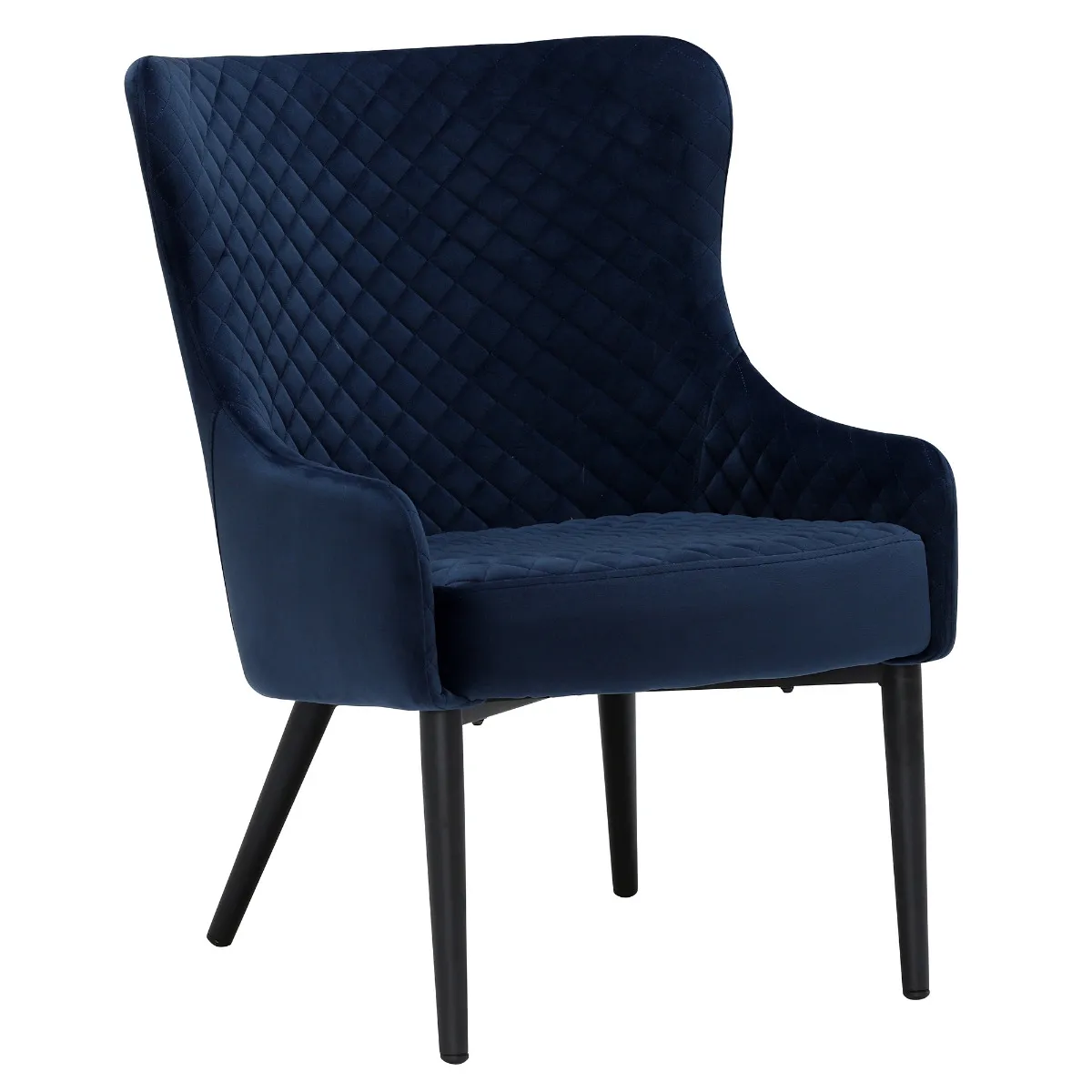 Rivington Velvet Lounge Chair - Blue - Velvet - Quilted - W63 x D71 x H87cm - Barker & Stonehouse