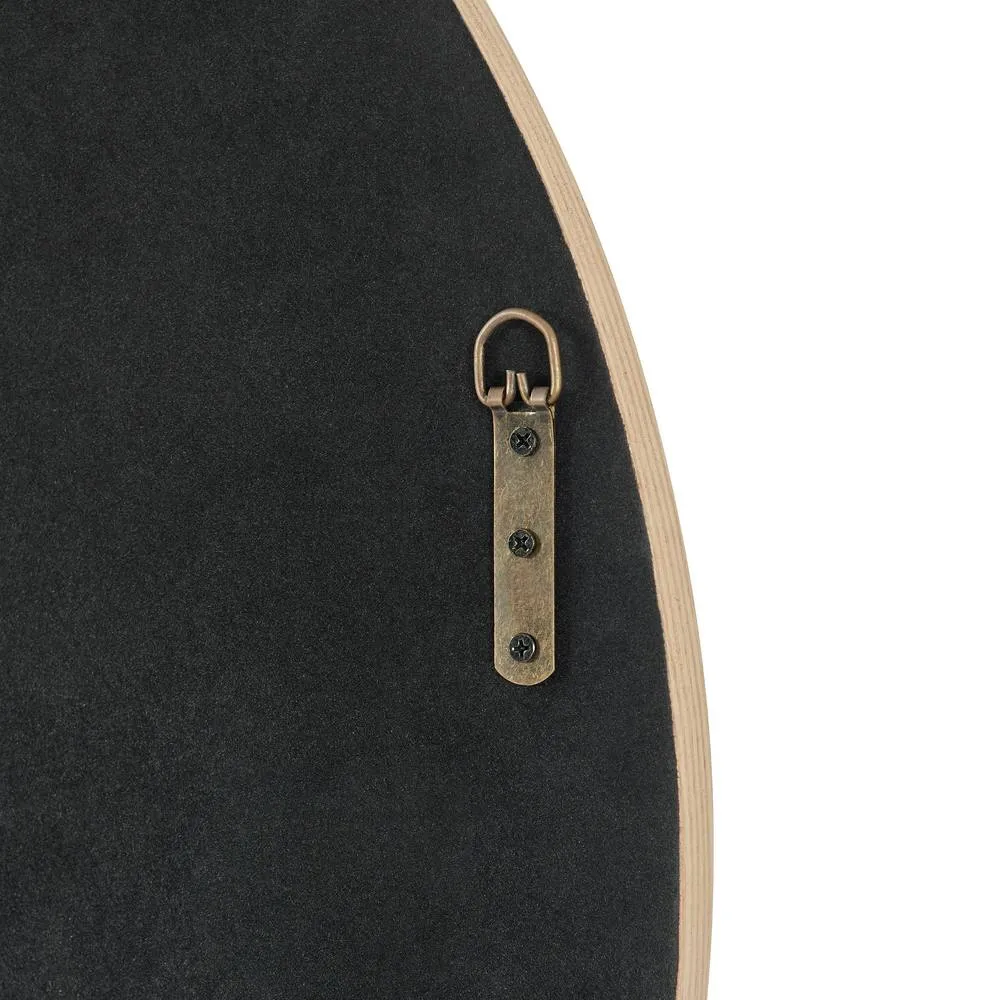 FurnitureboxUK Inga Oak Wood Medium Round 80cm Wall Mirror in Light Brown 5
