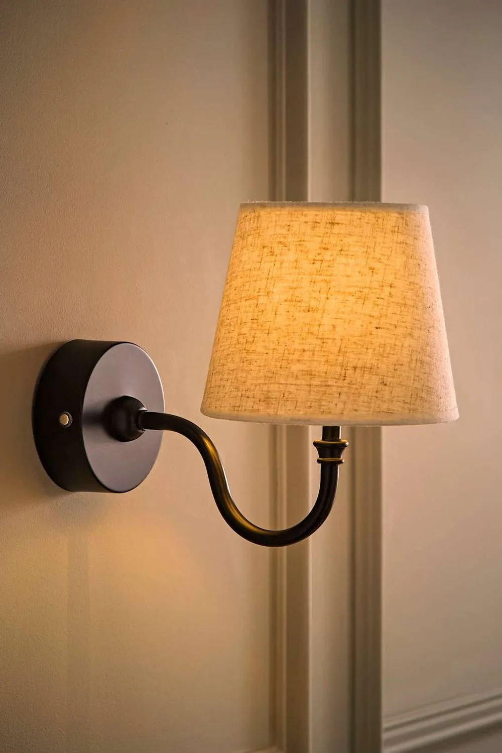 ValueLights Lowe Linen Taper Shade Metal Portable Rechargeable Wall Light in Black 2
