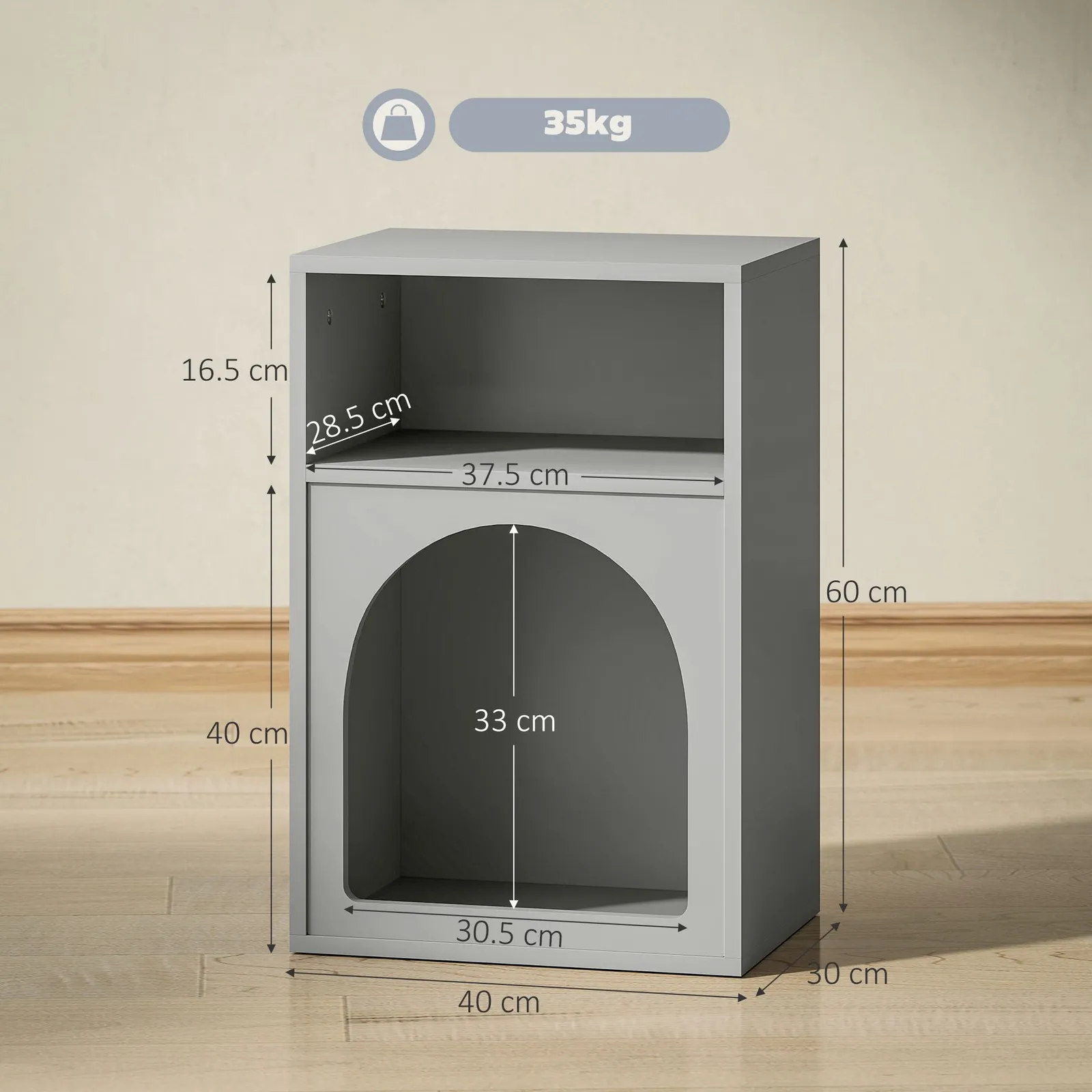 HOMCOM Bedside Table, Modern Bedside Cabinet for Bedroom in Grey 3