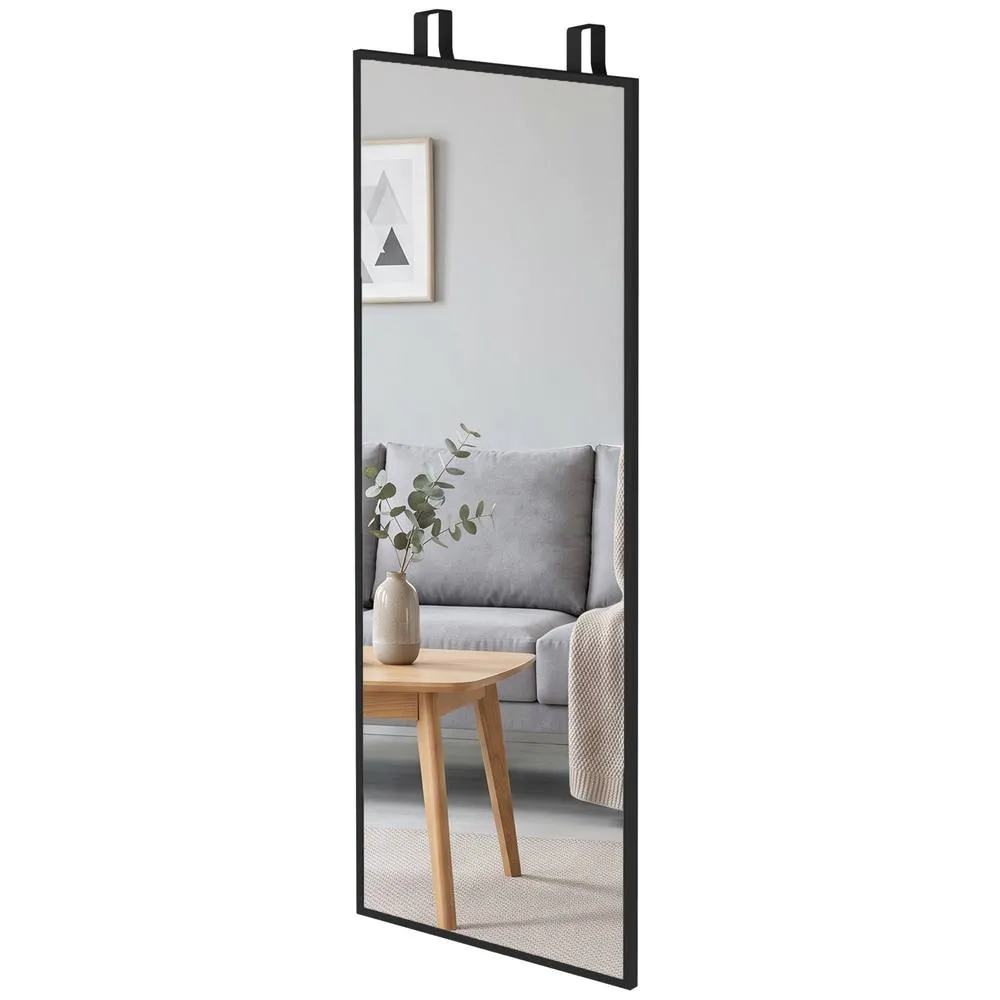 HOMCOM 40 x 110 cm Full Length Wall Mirror with Adjustable Hooks, Black