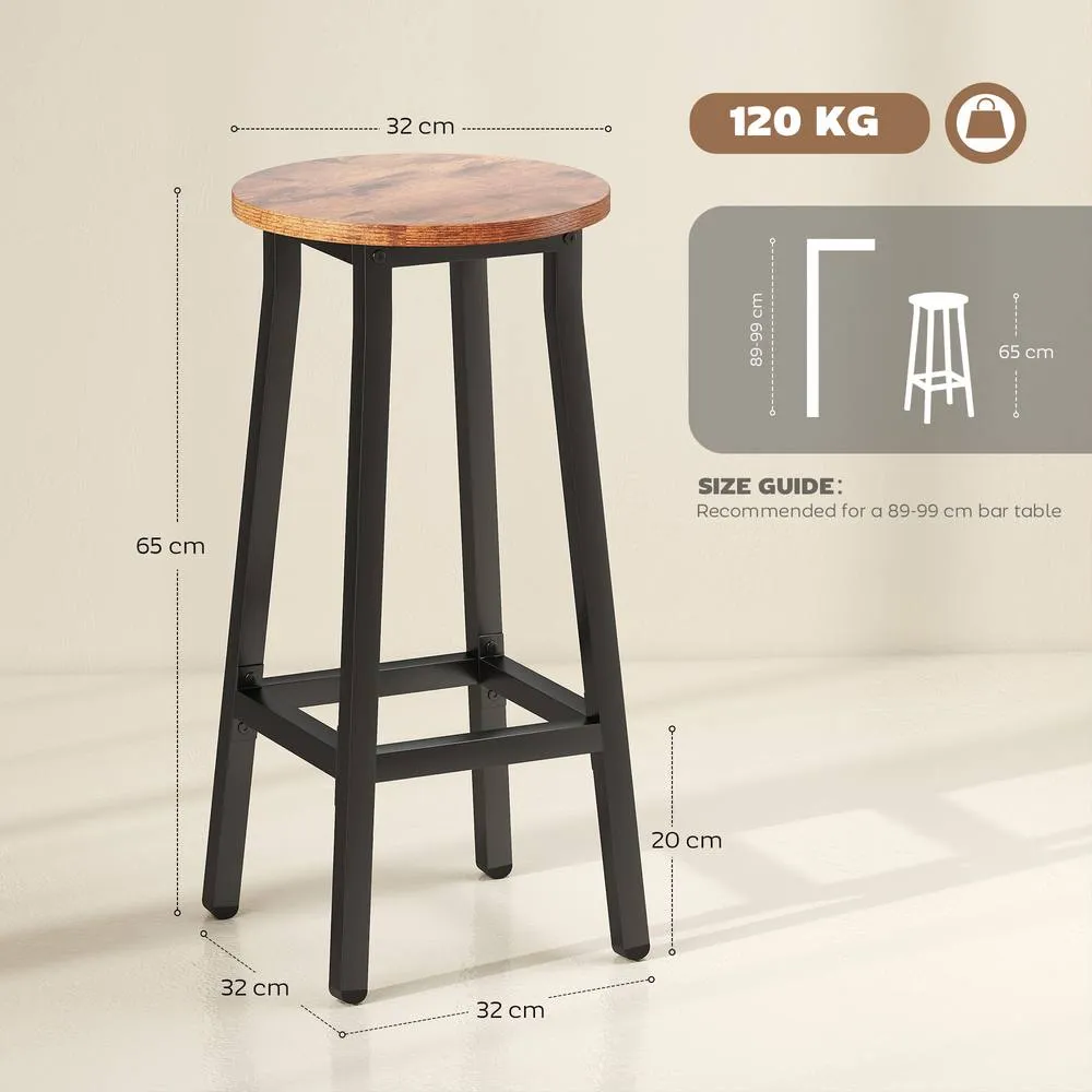HOMCOM Barstools, Breakfast Bar Stools with Footrest, Rustic Brown 3