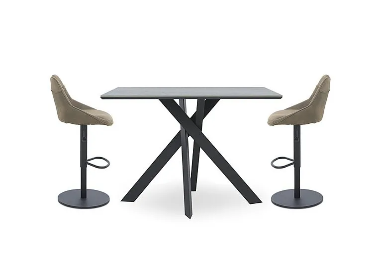 Warrior Grey Table and 2 Swivel Bar Stools - Taupe