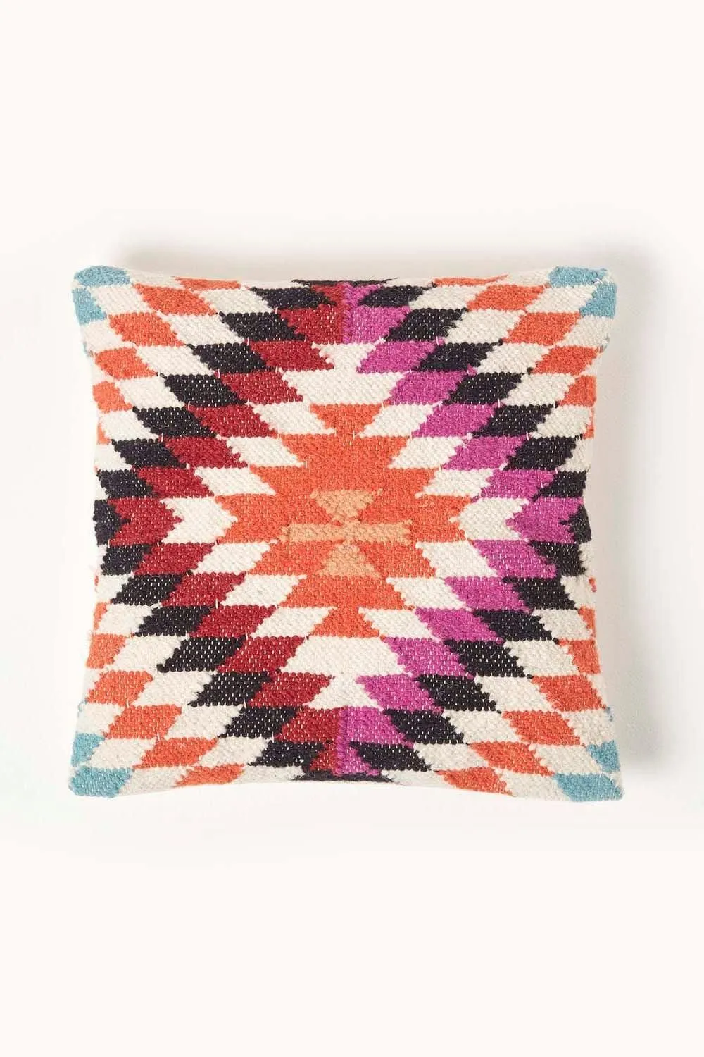 Homescapes Handwoven Kilim Cushion with Feather Filling in Orange
