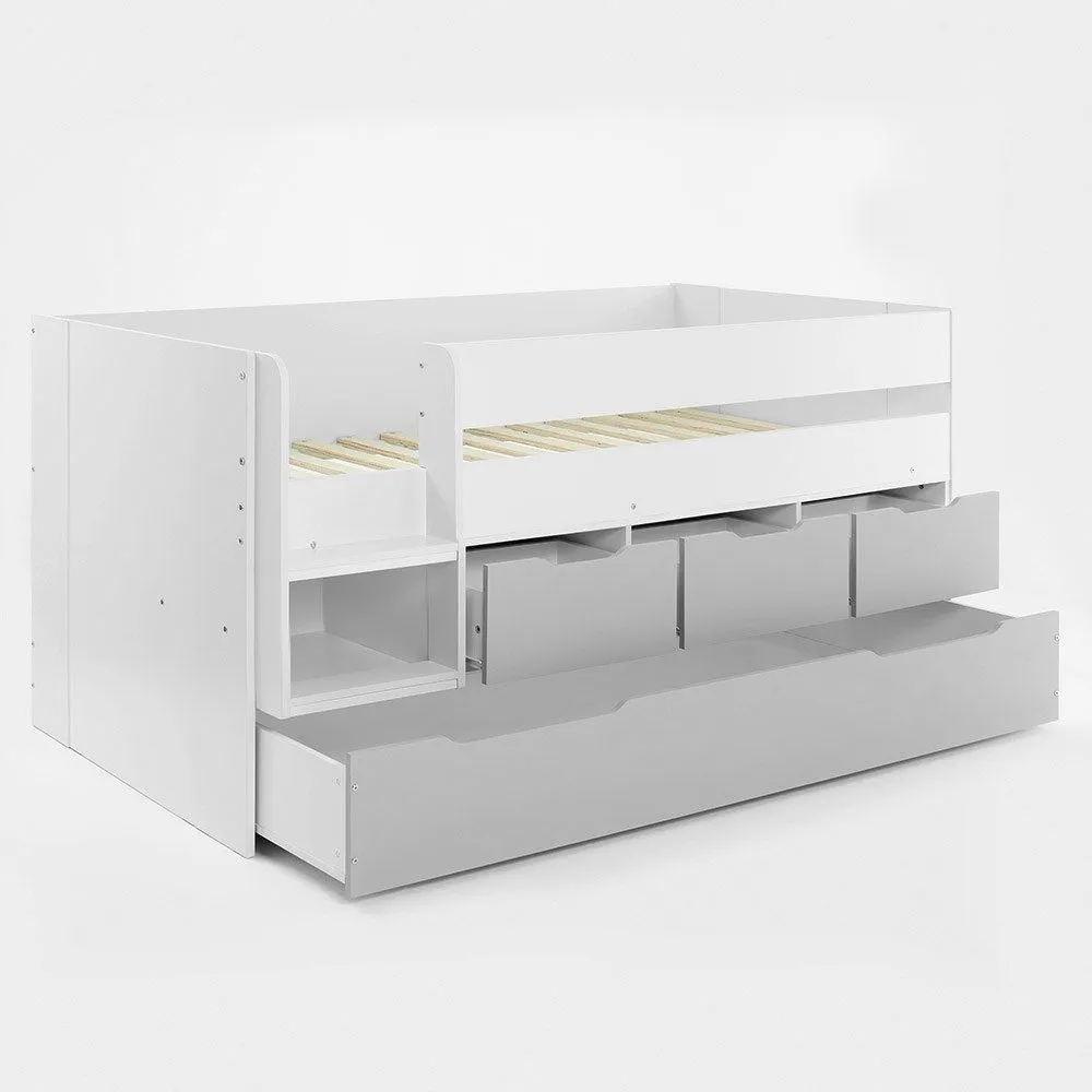 Flair Lars Low Cabin Bed with Trundle & Storage Drawers in White 6