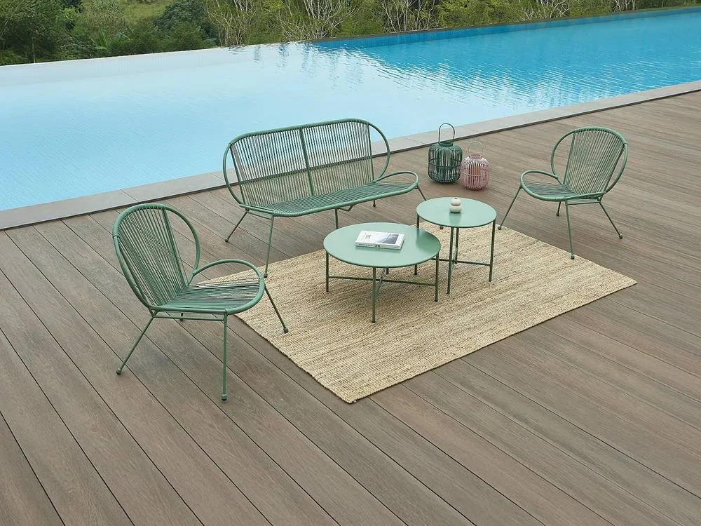 Vente-unique Set Of 2 Low Garden Tables In Metal - Khaki - NIKAO By MYLIA