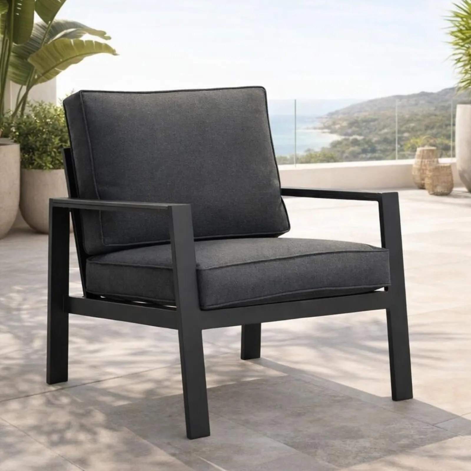 Fierza Lounge Chair, Aluminium, Grey | Barker & Stonehouse