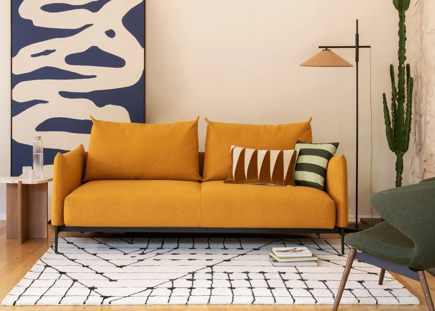 Heal's Otto Sofa Bed Boucle Ochre 3