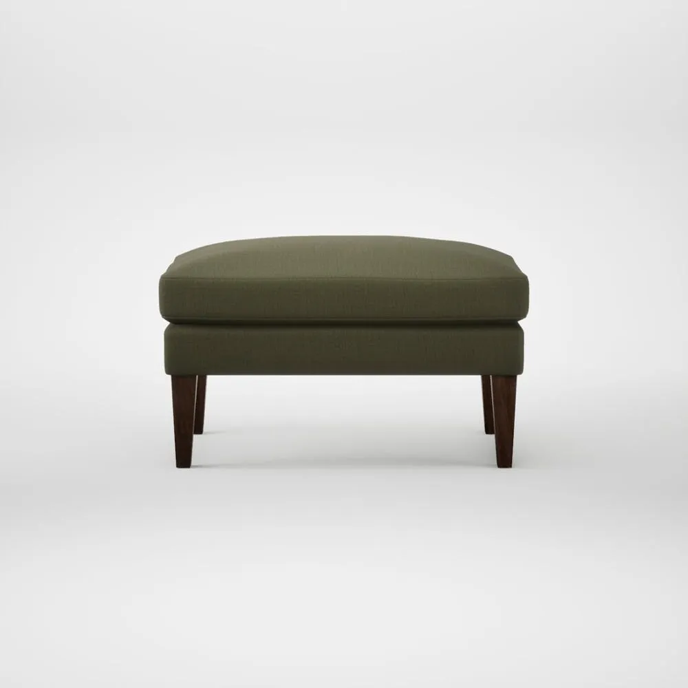 Heal's Wallis Ottoman Smart Cotton Linen Myrtle Walnut Stained Feet 1