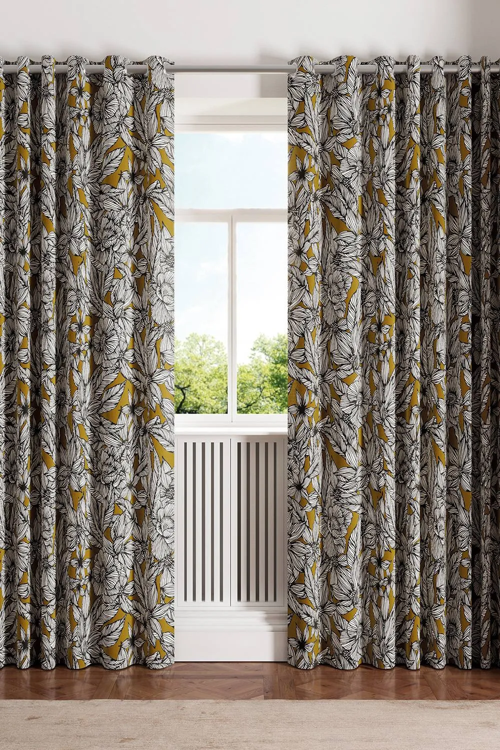 Ted Baker 'Vietnm' Cotton Lined Curtains in Gold 1
