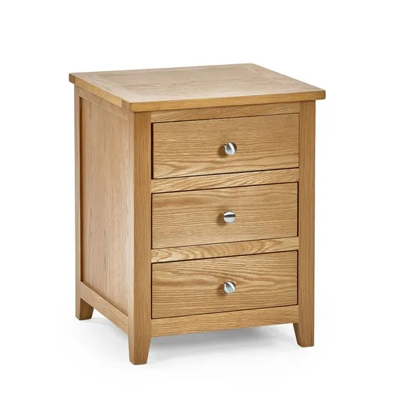 Jenkins 3 Drawer Bedside Table, Oak 2