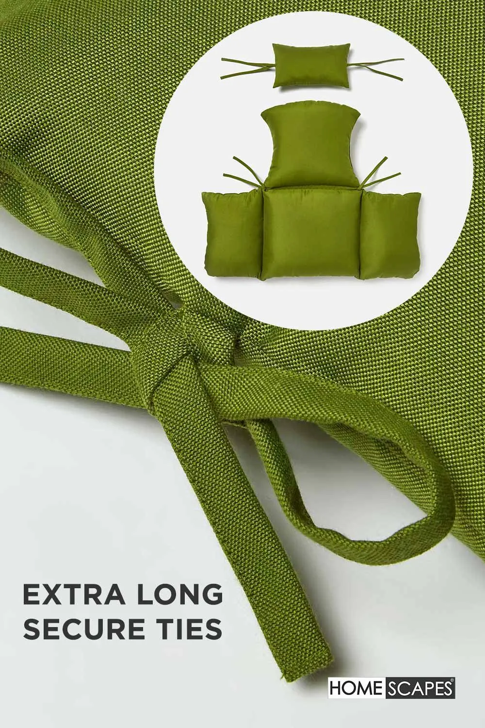 Homescapes Luxury Soft Waterproof Egg Chair Cushion Swing Chair Garden Seat in Green 6