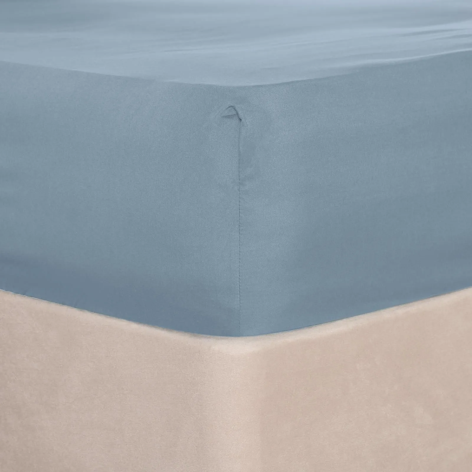 OHS Plain Dyed Non-Iron Fitted Bed Sheet in Blue | Size: King