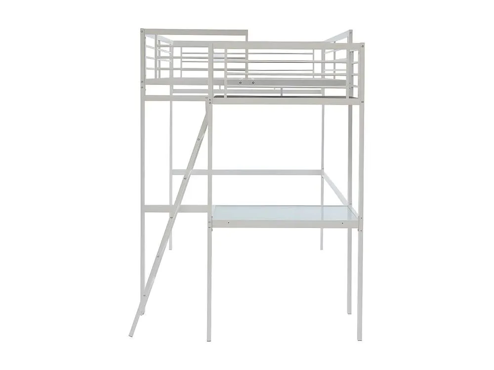 Vente-unique High Sleeper Bed 140 X 190 Cm - Desk Platform - White - CASUAL II 6