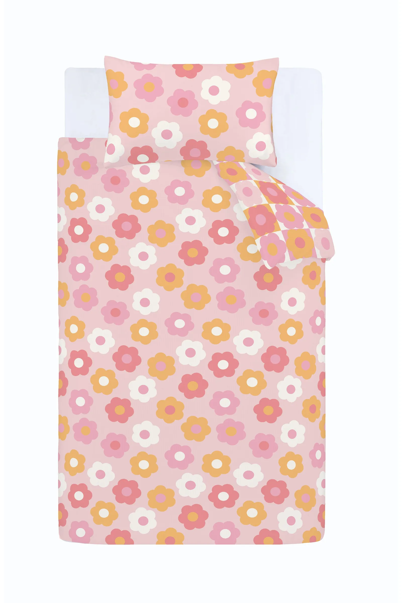 Catherine Lansfield 'Retro Daisy' Reversible Duvet Cover Set in Pink 5