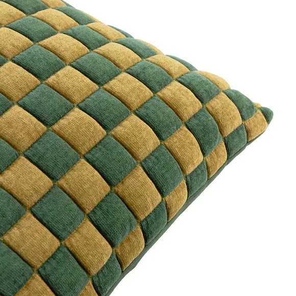 Furn Softie Checkerboard Quilted Cushion Green 50 X 50Cm, Green 4