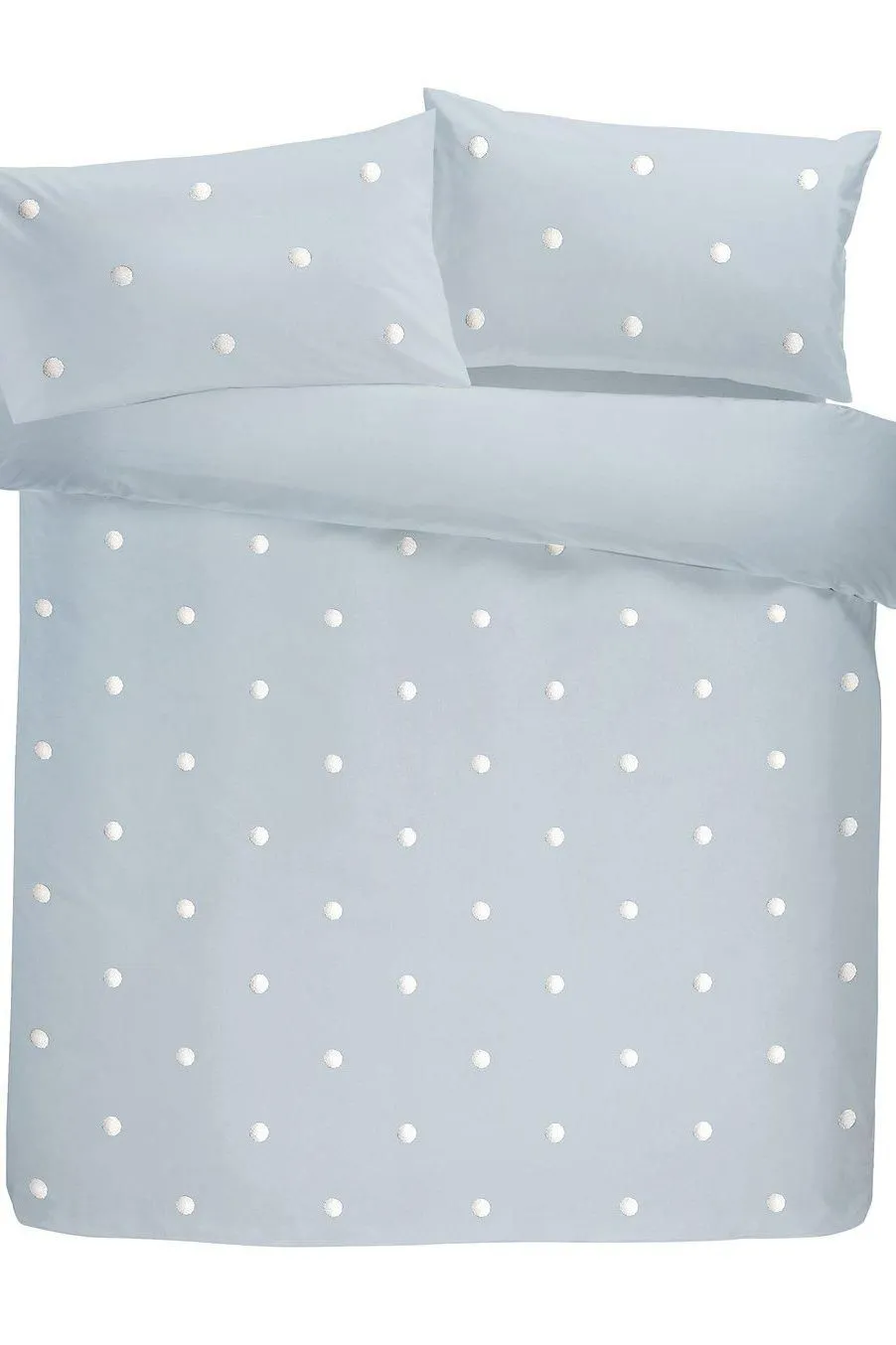 Appletree 'Dot Garden' 100% Cotton Embellished Duvet Cover Set in Duck Egg Blue 4
