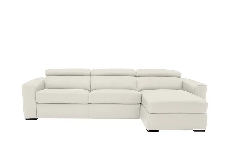 Infinity Leather Left Hand Facing Corner Chaise Sofa with Storage - BV Star White