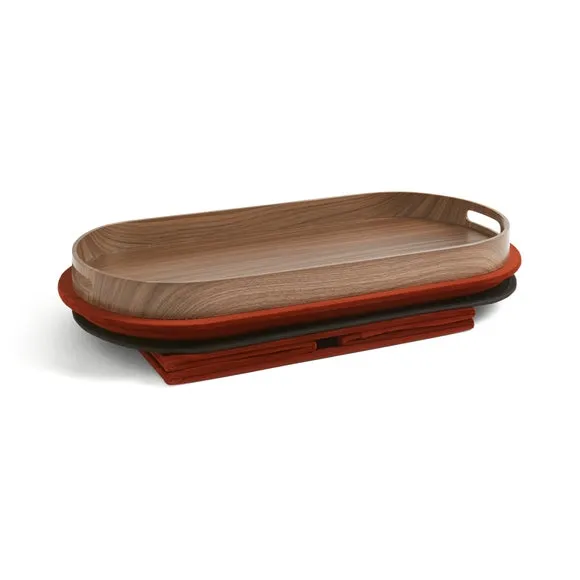 Recycled Velour Lozenge Ottoman with Tray 5