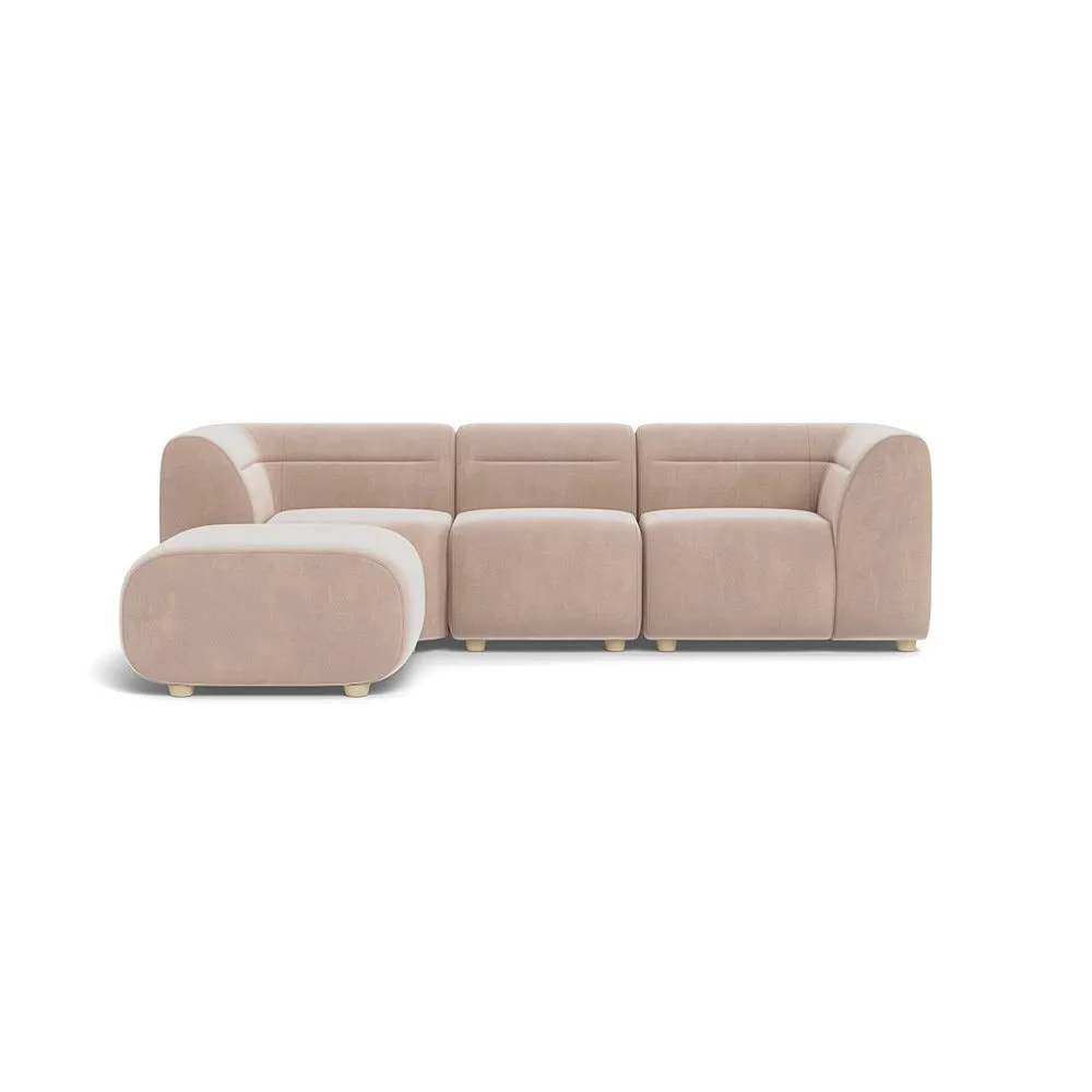 Heal's Lilli Left Hand Facing Corner Sofa Smart Velvet Pebble Natural Beech Feet 1