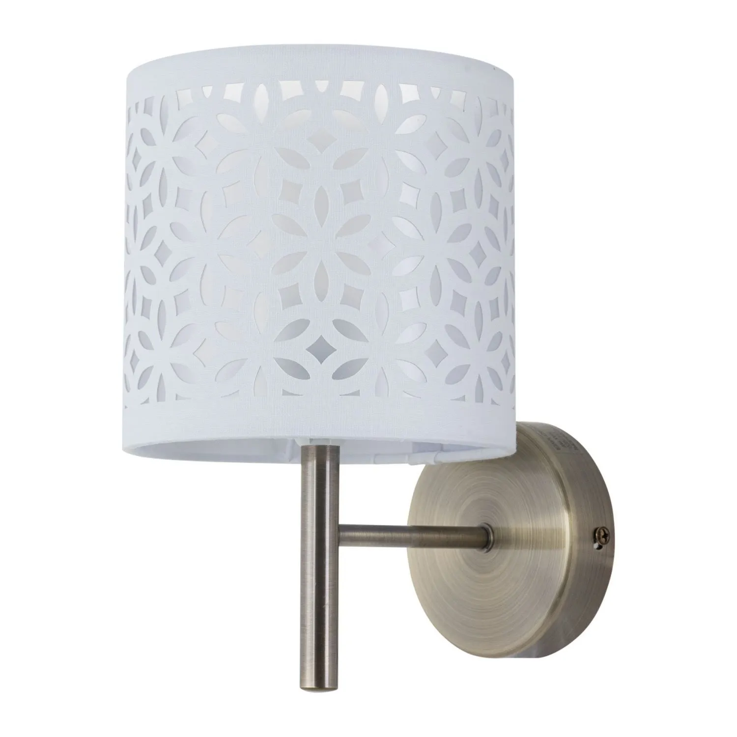 First Choice Lighting Brea - Antique Brass Wall Light with White Cut Out Shade in Gold