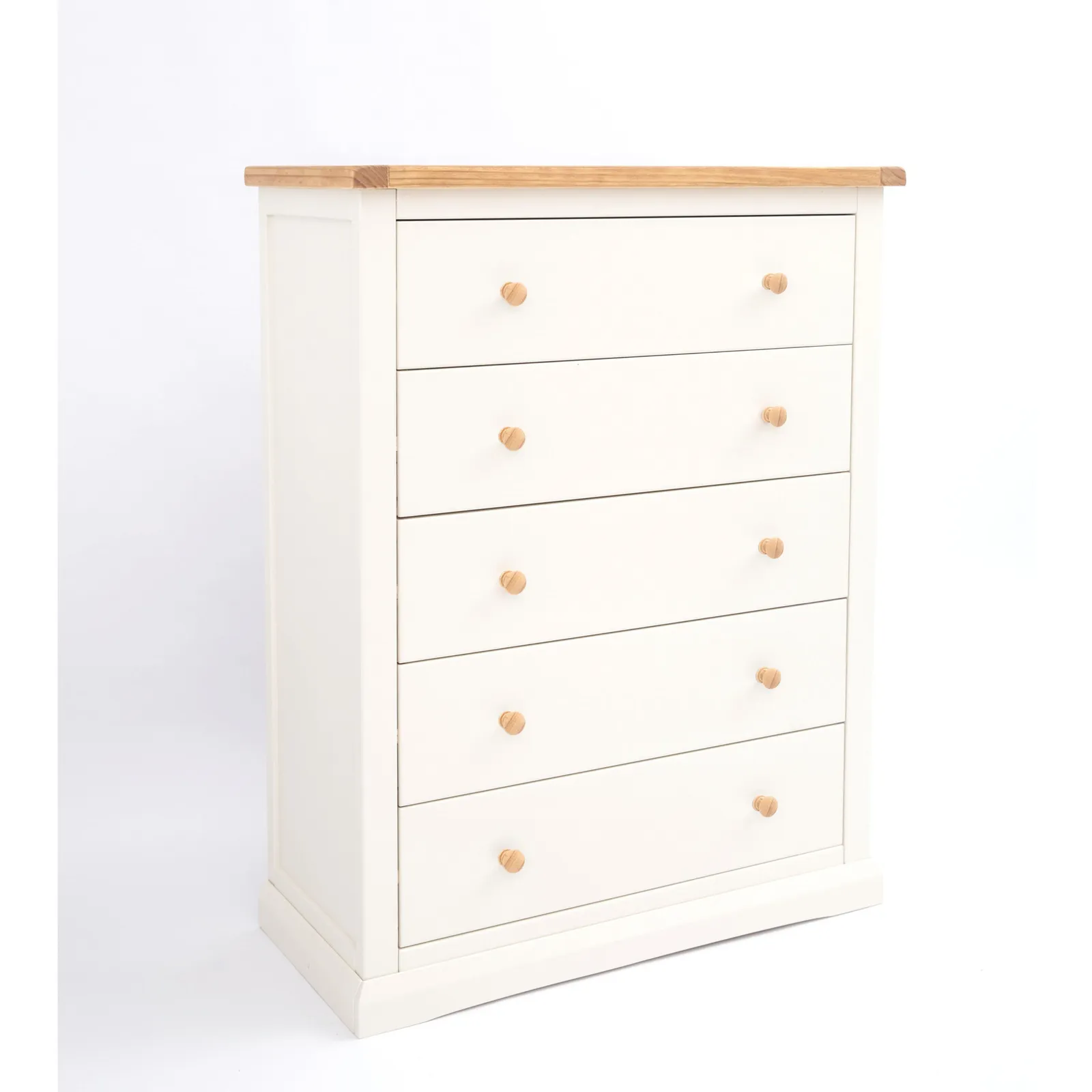 Cabinet Bits Castelli 5 Drawer Chest of Drawers Wood Knob in Off-White 2
