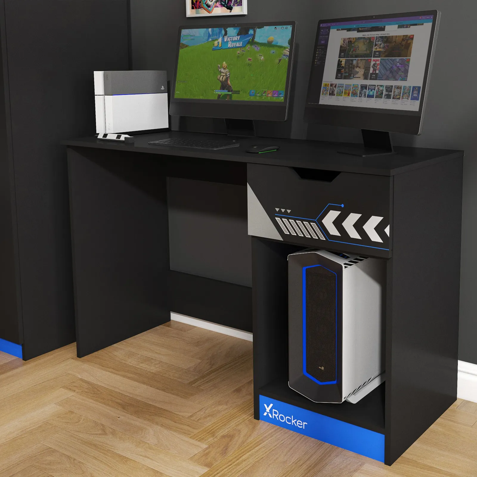 X Rocker Octane 110cm PC Gaming Desk with Drawer in Blue