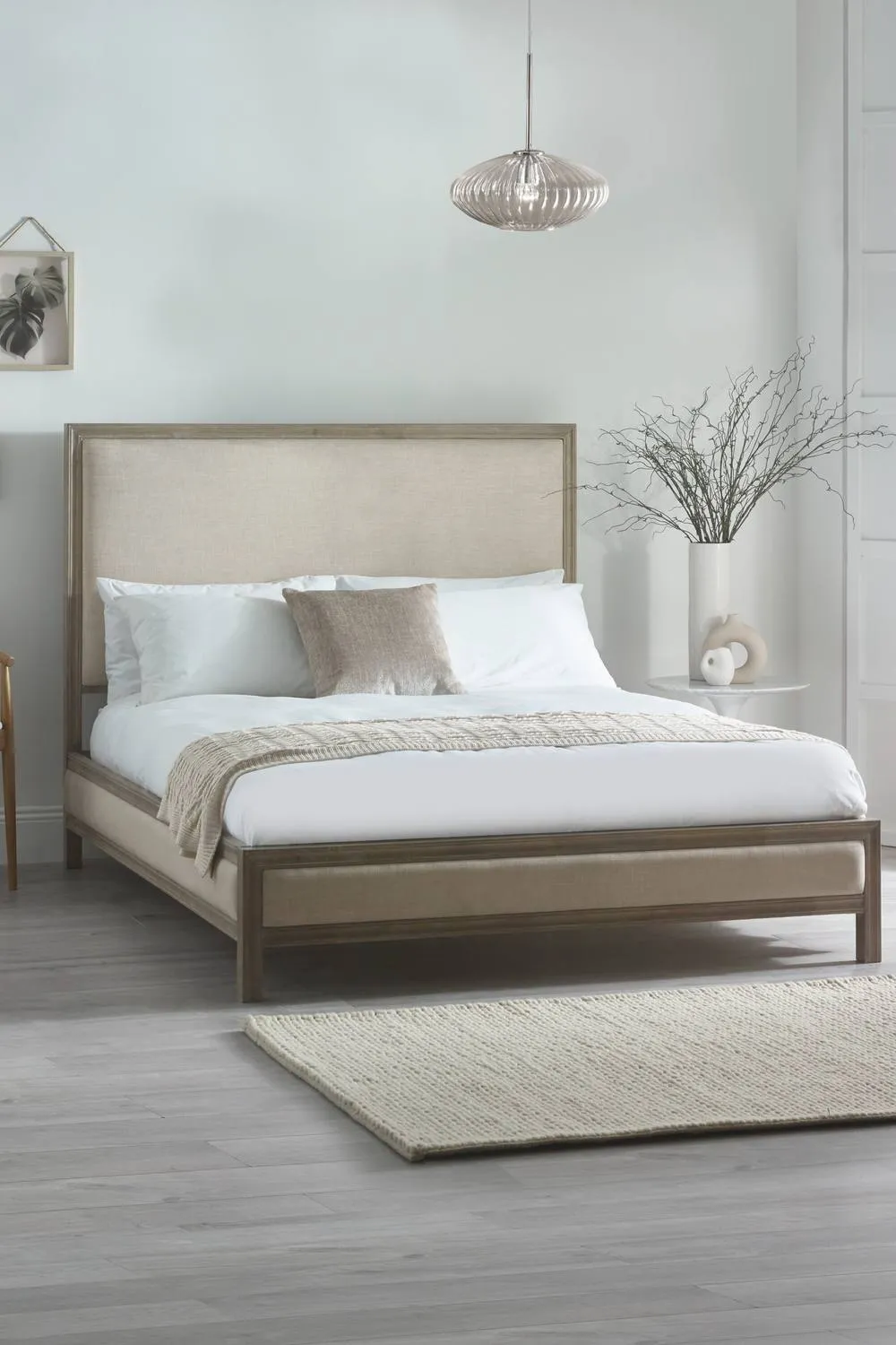 Julian Bowen Lucie Upholstered Headboard Bed in Beige