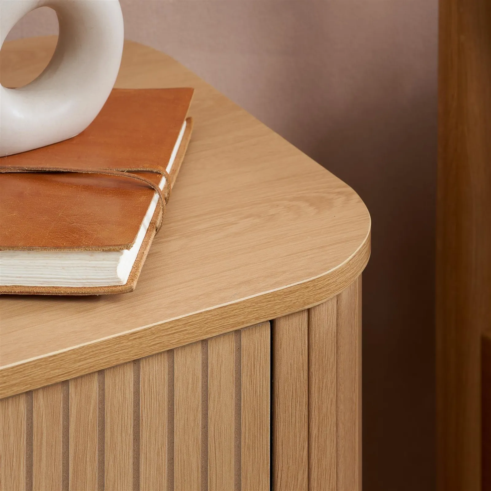 Birlea 2 Oak Brown Drawer Wooden Fluted Bedside Axel 3
